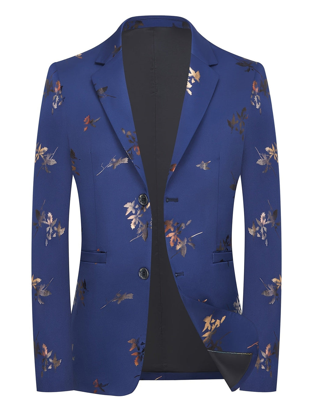 Men's gold-foiled maple leaf blazer from SHOWLU FASHION STORE, slim fit spring and fall suit jacket with stylish design.