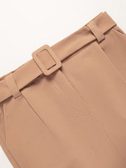 [Elegant Midi Skirt] Elegant High-Waisted Split Midi Skirt | 2025 Fashionable Commuter Solid Color with Belt