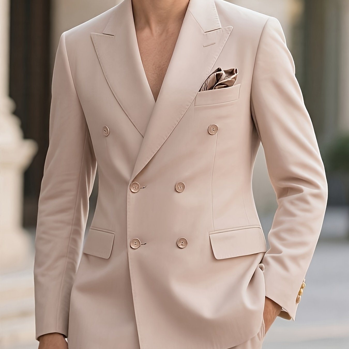 SHOWLU Men's slim fit 2-piece suit with notched lapel, formal wedding coat, tailored for elegant occasion wear.