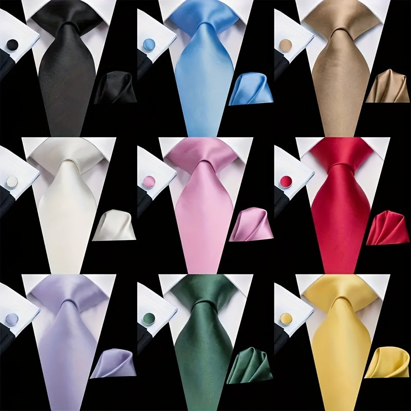 Set of three solid color men's ties in black, red, and blue from SHOWLU FASHION STORE, displayed flat for formal wear.