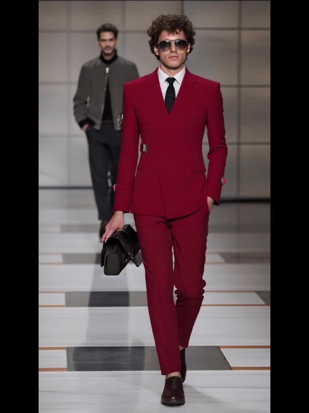SHOWLU Men's slim fit 2-piece solid color suit, wedding tuxedo set, featuring classic lapel jacket and matching trousers.
