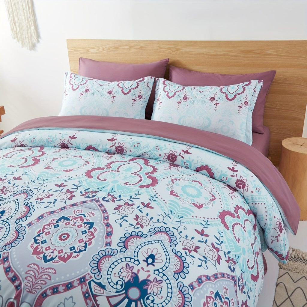 Showlu Bohemian Bed In A Bag with colorful comforter and sheet set, microfiber bedding for twin, full, queen, and king sizes.