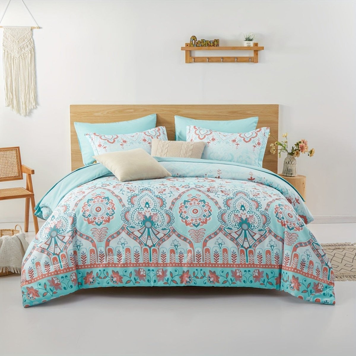 Showlu Bohemian Bed In A Bag set with microfiber comforter and sheets, featuring colorful pattern for twin, full, queen, and king sizes.