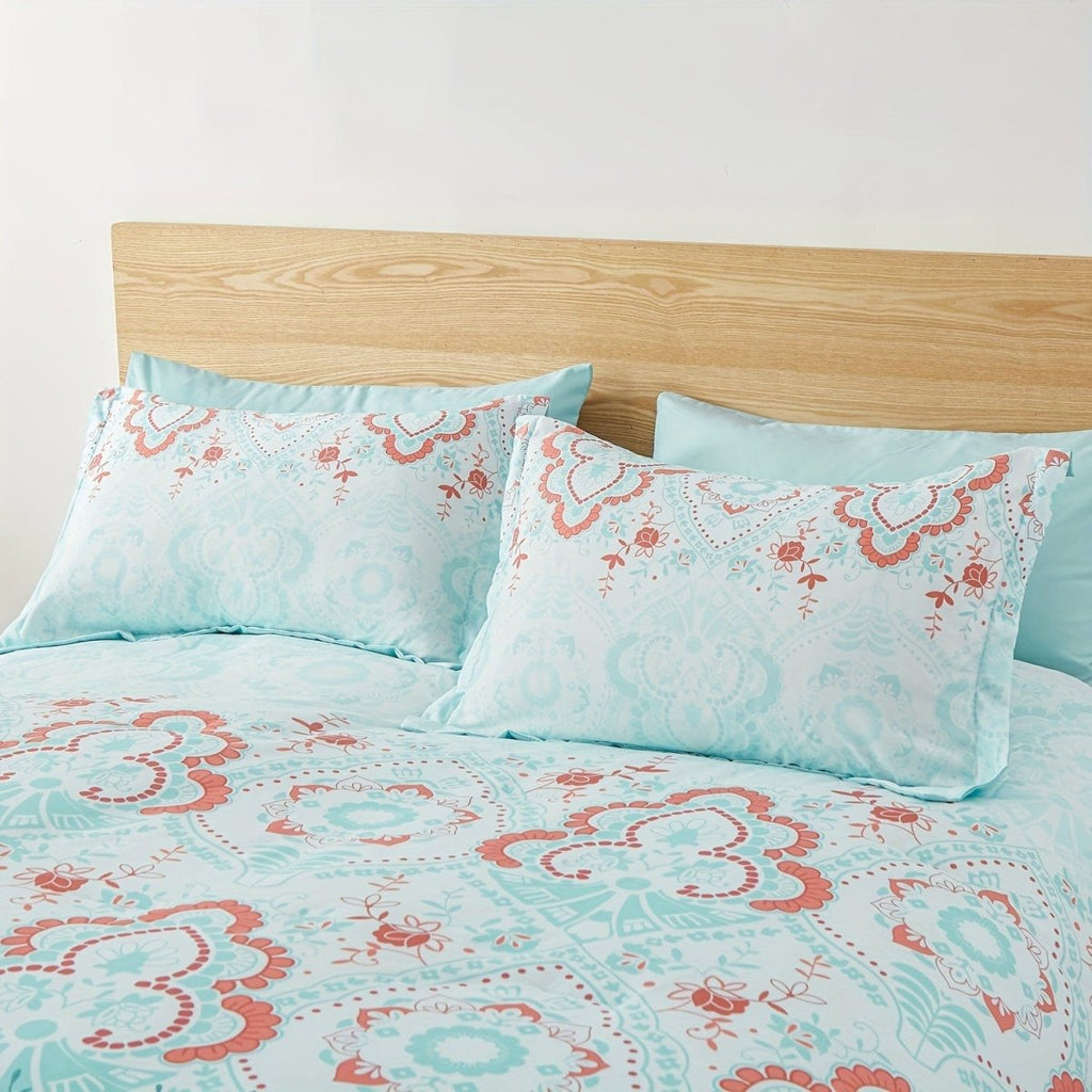 Showlu Bohemian bed in a bag with microfiber comforter and sheet set, featuring colorful patterns for twin, full, queen, and king sizes.