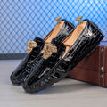 SHOWLU men's casual slip-on loafers with breathable round toe design and PU material for comfortable everyday wear.