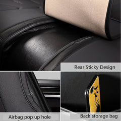 w/Pillows 5 Seats Cover For Car Faux Leather Waterproof Full Surrounded Front Rear Seat Cushion Protector Universal fit