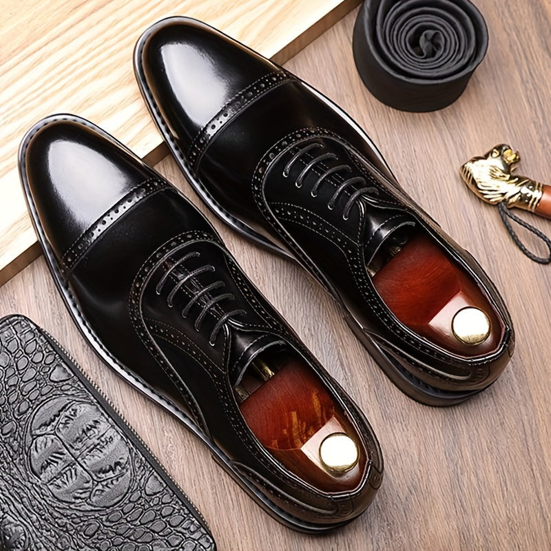 SHOWLU Men's split cow leather Oxford shoes with non-slip soles, formal footwear ideal for professional and dress occasions.