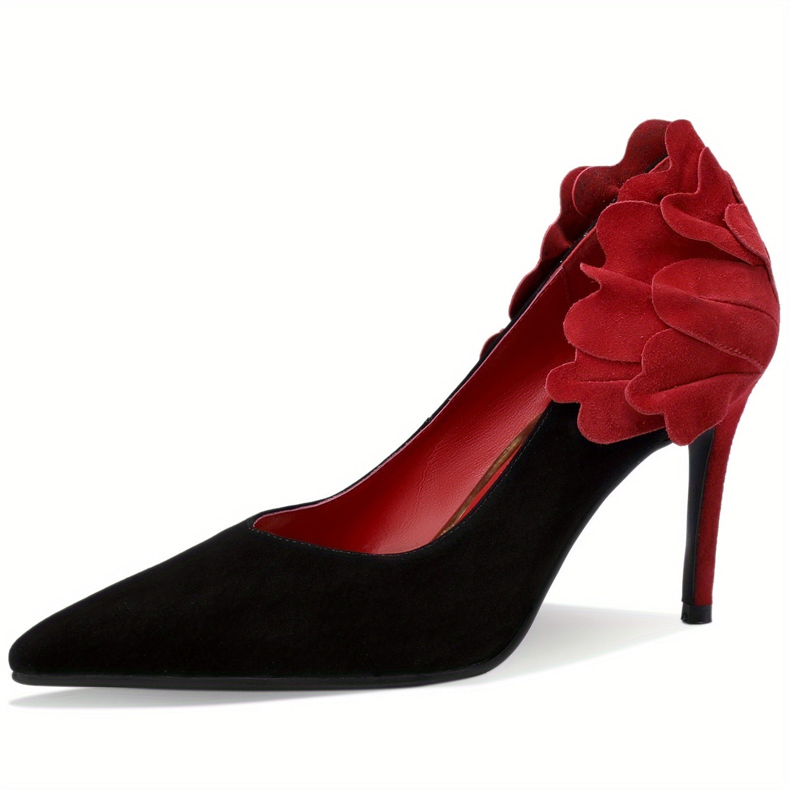 SHOWLU FASHION floral pointed toe stiletto pumps with 3-inch heels, perfect for dressy occasions.
