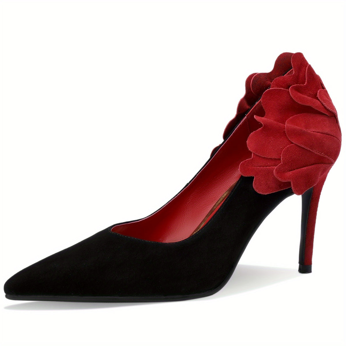 TDD Floral High Heels for Women Stiletto Pointed Toe Pumps Closed Toe Dressy Comfortable Sexy Elegantes Faux Wedding Slip On Formal Prom Sparkly 3 Inch Shoes