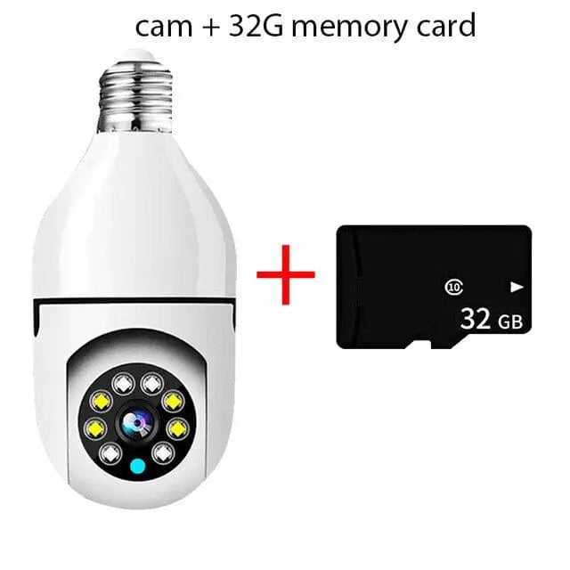 Showlu 5G E27 Bulb Security Camera with full color night vision, human tracking, indoor WiFi surveillance camera.