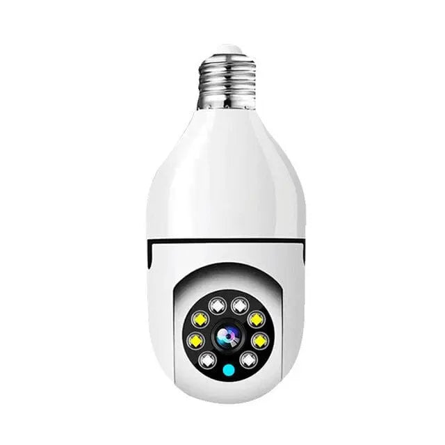 Showlu 5G E27 bulb security camera with full color night vision, human tracking, and WiFi for indoor home security monitoring.