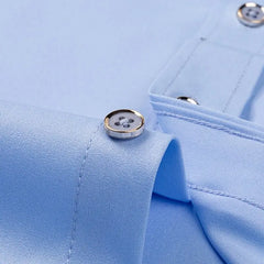 5XL Autumn/Winter Social Long Sleeve Shirt with Diamond Buckle Contrast Collar Men's Business Casual Four Seasons Pockets - SHOWLU FASHION STORE