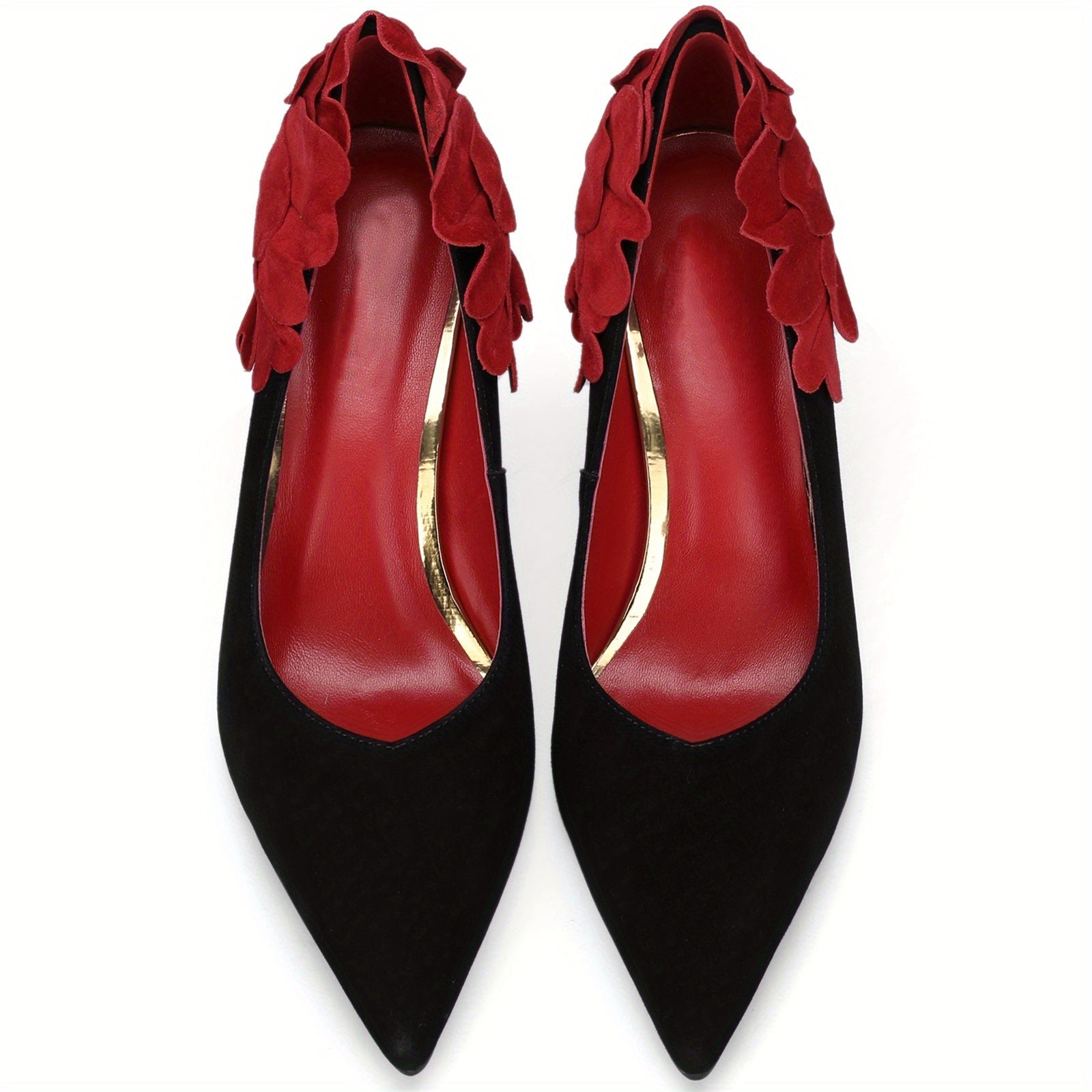 SHOWLU FASHION floral stiletto pumps with 3-inch pointed toe dressy heels, featuring a stylish floral pattern and sleek design.