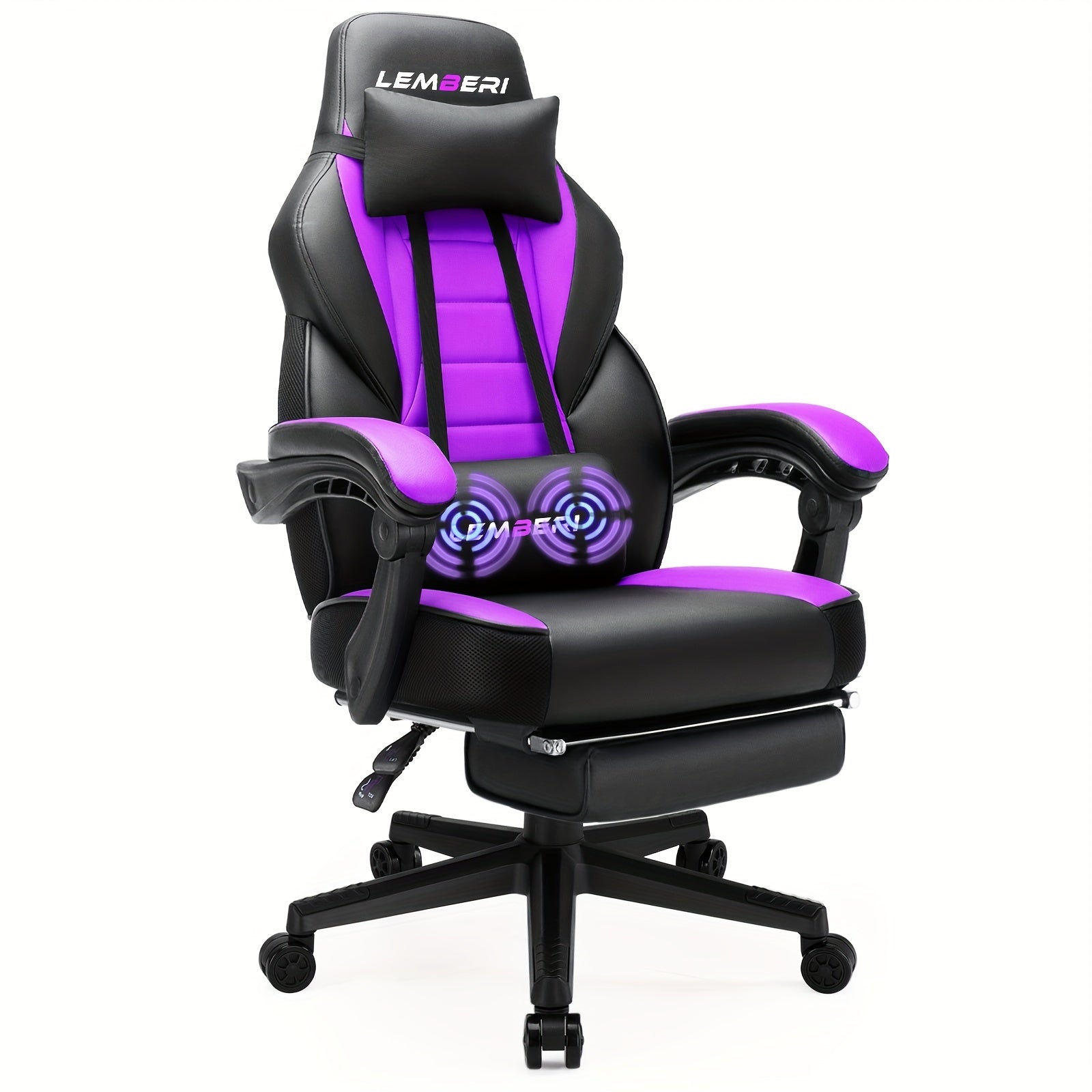 Big and tall SHOWLU FASHION STORE gaming chair with footrest, ergonomic design, black upholstery, and sturdy build for 400lb capacity.