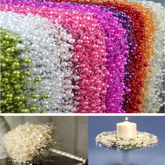 5m Garland Artificial Pearl Beads Chain Wedding Decoration Table Centerpiece Supplies Bride Bouquet DIY Hair Accessories Flower - SHOWLU FASHION STORE