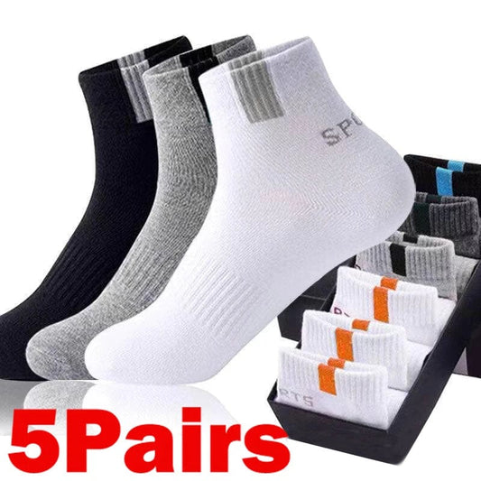 5Pairs Men Bamboo Fiber Autumn Winter Men Socks Breathable Cotton Sports Sock Breathable Deodorant Business Socks Size 37 - 43 - SHOWLU FASHION STORE