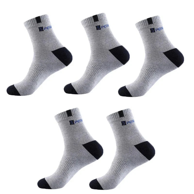 Five pairs of Showlu Men's bamboo fiber cotton socks, breathable and deodorant, suitable for business and sports, size 37-43.
