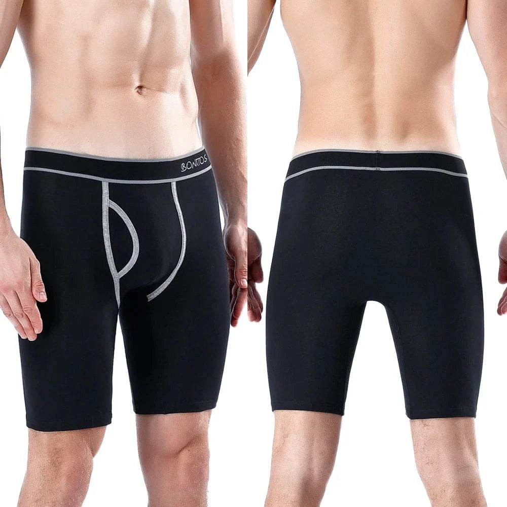 Set of five men's SKARR cotton long-leg boxer shorts with colorful printed patterns, comfortable and breathable underwear for men.