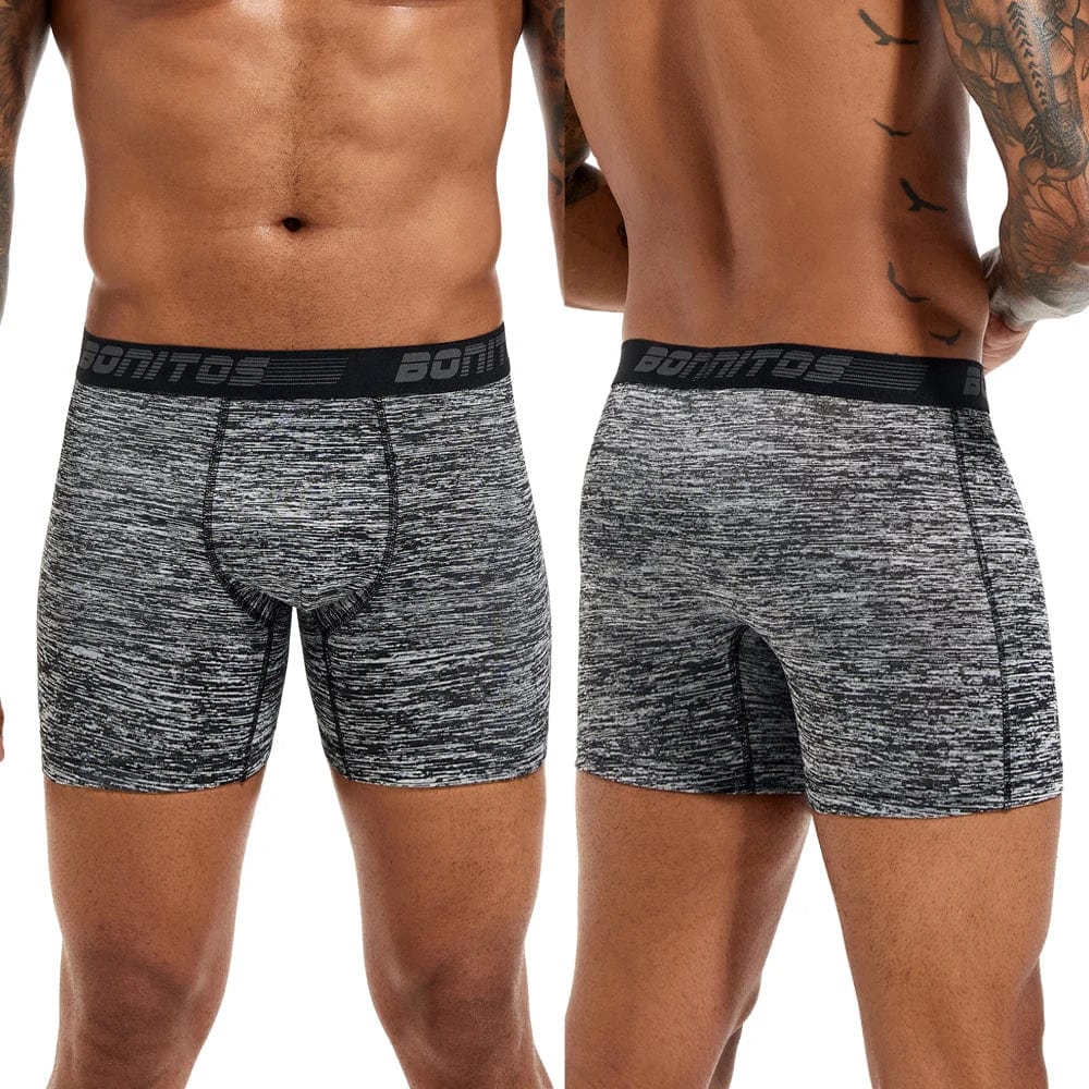 Set of five BONITOS men's boxer shorts in solid polyester spandex, featuring a comfortable fit and stylish design.