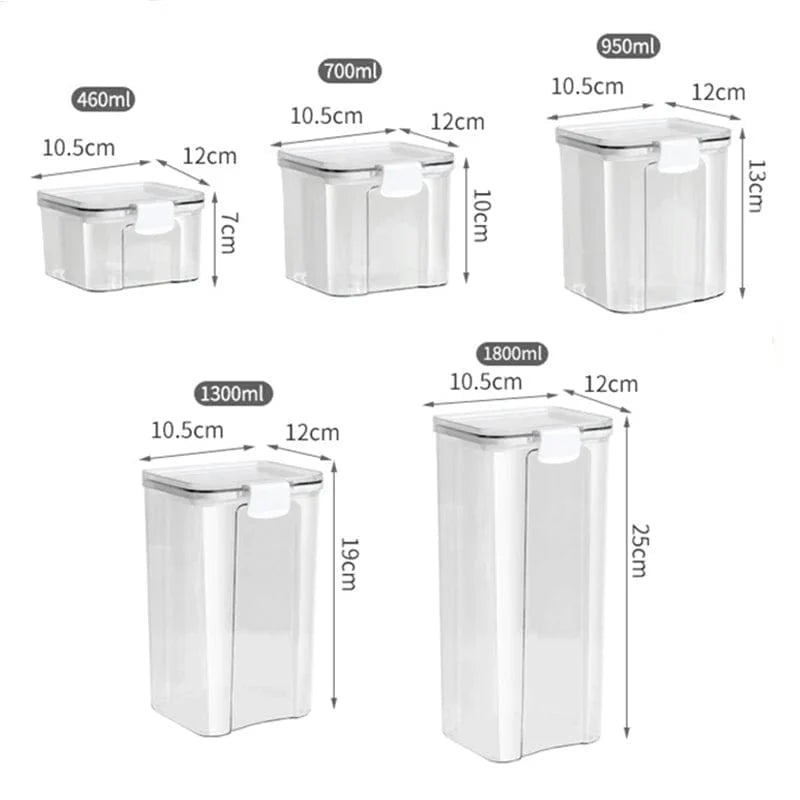 Set of 5 Showlu acrylic kitchen grain storage jars with sealed lids, large moisture-proof tanks for spices and dry goods.