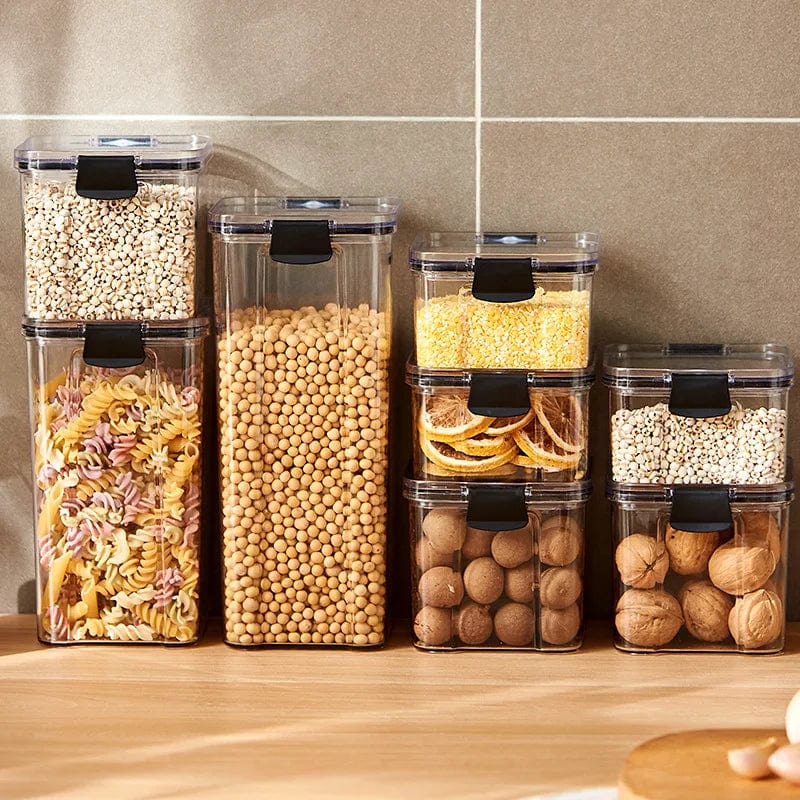 5Pcs Sealed Jars Kitchen Grain Storage Organizer Large Tank Plastic Moisture - proof Storage Box Household Seasoning Jars Set - SHOWLU FASHION STORE