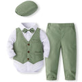 Baby boy suit set with cotton vest, pants, and accessories from Showlu Fashion, featuring a stylish newborn gentleman outfit.