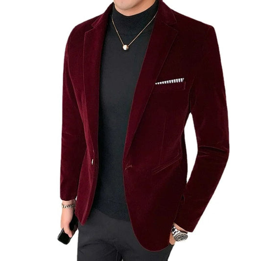 5XL New Autum Velvet Wedding Dress Coat Mens Blazer Jacket Fashion Casual Suit Jacket Stage Men's Business Blazers Costume Homme - SHOWLU FASHION STORE