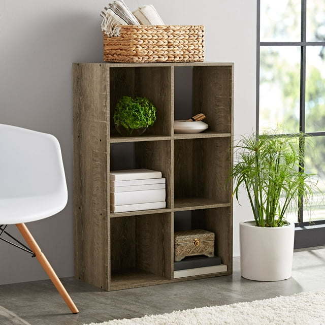 Doba 6-cube storage organizer with vertical and horizontal compartments, ideal for books, toys, or decorative items.