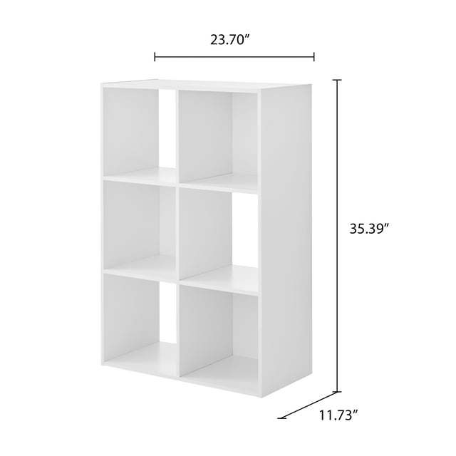 Doba 6-Cube Storage Organizer with vertical and horizontal shelves, showcasing versatile cube compartments for organizing books and accessories.