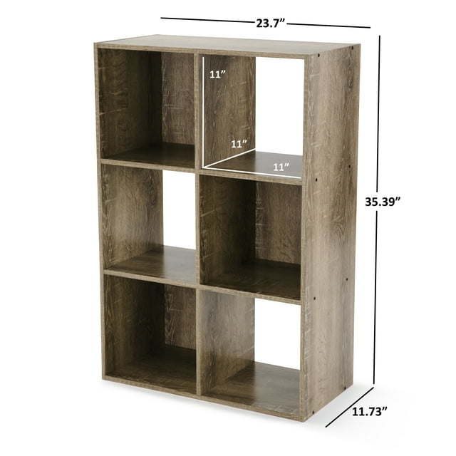 Doba 6-cube storage organizer with vertical and horizontal shelving for organizing books, toys, or home essentials.