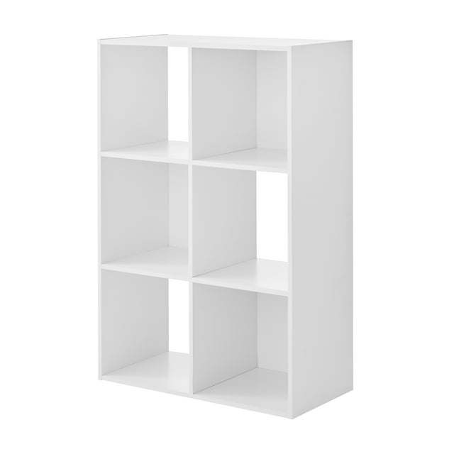 Doba 6-cube storage organizer with vertical and horizontal shelving, featuring open compartments for versatile storage and organization.