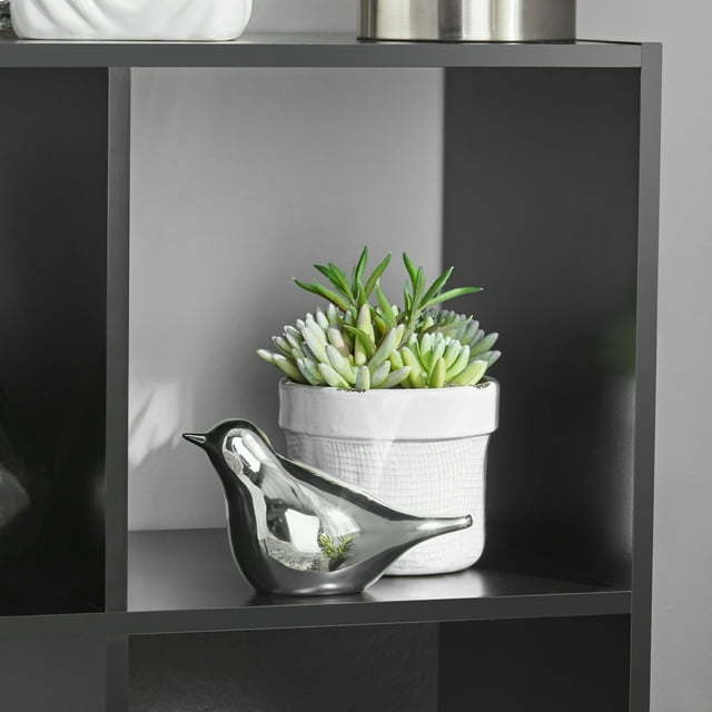 Doba 6-cube storage organizer with vertical and horizontal shelves, made of wood, showcasing versatile cube compartments.