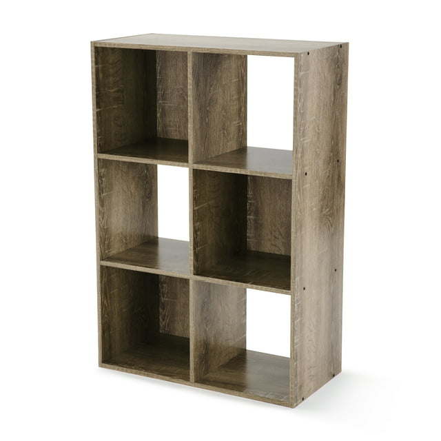 Doba 6-cube storage organizer with vertical and horizontal shelving, featuring open compartments for versatile organization.