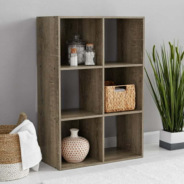 Doba 6-cube storage organizer with vertical and horizontal compartments, ideal for books, toys, and home organization.