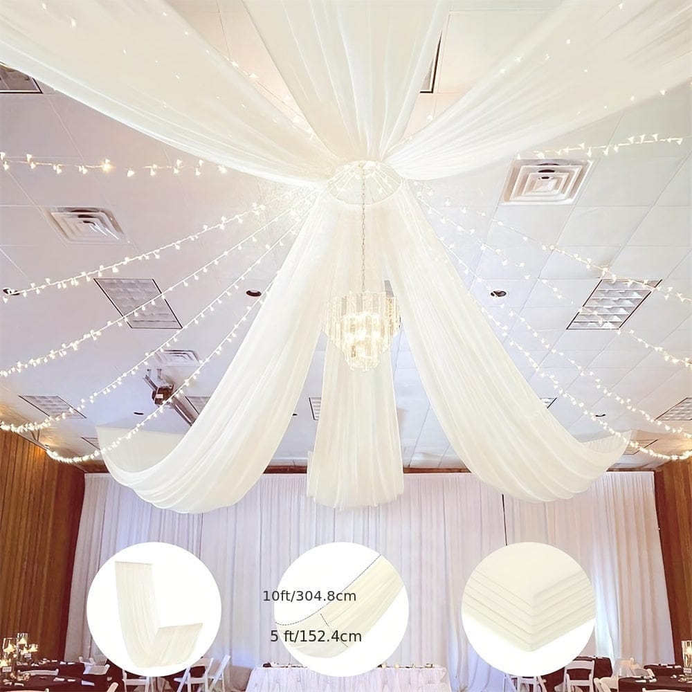 Showlu Ivory Chiffon Wedding Ceiling Drapes, 6 pieces of 5ft x 10ft fabric for wedding arch decoration and elegant draping.