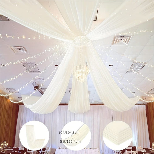 6 Pieces 5ftx10ft Ivory Ceiling Drapes Wedding Arch Draping Fabric Chiffon Wedding Drapes Curtain Decorations with Rod Pocket - SHOWLU FASHION STORE