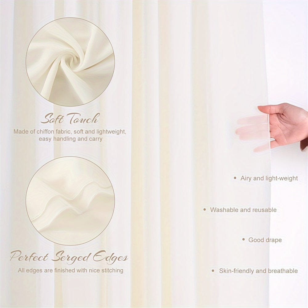 Showlu Ivory Chiffon Wedding Ceiling Drapes, 6-piece set, 5ft x 10ft, elegant fabric for wedding arch and decor with rod pockets.