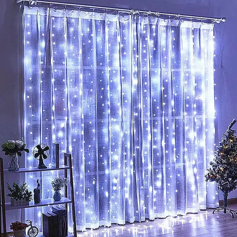HNXADZ LED window curtain string lights by Showlu Fashion Store, dimmable USB fairy lights for wedding, party, or home decor.