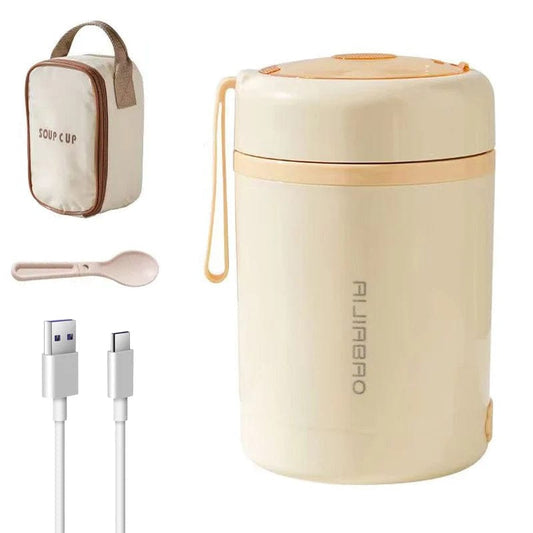 600ML USB Electric Heating Lunch Box Portable Picnic Milk Drink Food Heater Stainless Steel Food Warmer Container 5V 12V 24V - SHOWLU FASHION STORE