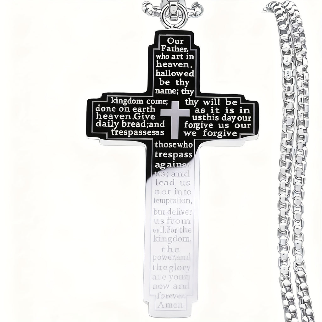 Stainless steel cross pendant necklace with 18K gold plating from Showlu Fashion, featuring a detailed religious cross design.