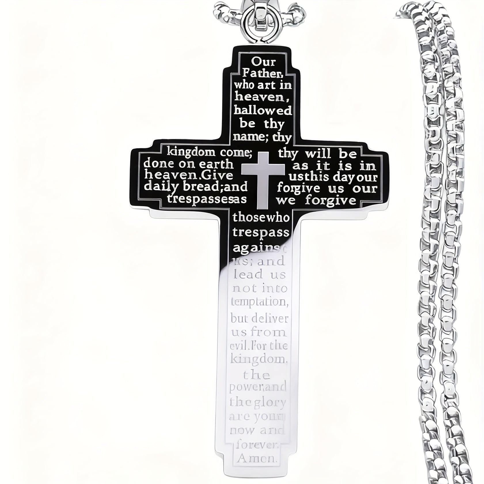 Stainless steel cross pendant necklace with 18K gold plating from Showlu Fashion, featuring a detailed religious cross design.
