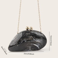 Elegant Marbled Acrylic Clutch with Magnetic Closure and Detachable Long Chain Strap, Stylish Evening Bag in Multiple Colors