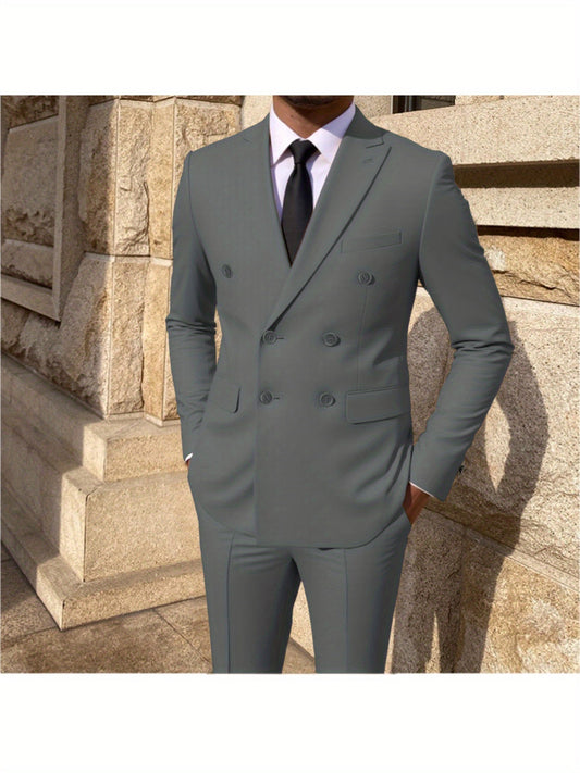 Men's 2pcs Suit Belted Formal Event Party Groomsman Wedding Suit Casual Business Working suit SHOWLU FASHION STORE