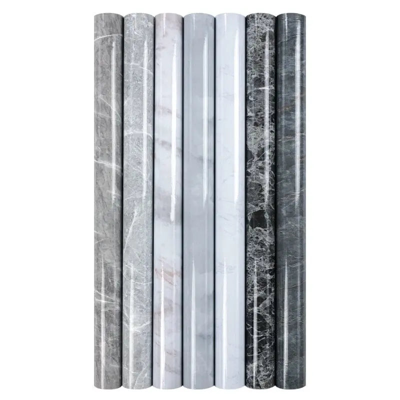 Marble self-adhesive waterproof vinyl wallpaper by Showlu Fashion Store, 60cm wide, ideal for kitchen and home decor.