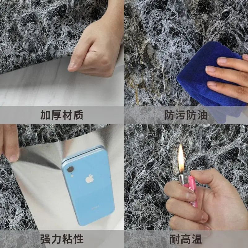 Showlu Fashion Store 0 F / 5mx60cm 60cm Width Marble Self Adhesive Wallpaper Vinyl Wall Stickers Waterproof Contact Paper For Kitchen Decorative Film Home Decor