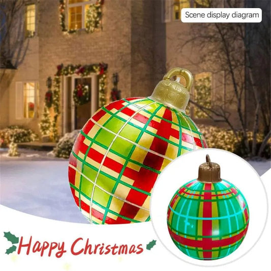 60cm Outdoor Christmas Inflatable Decorated Ball PVC Giant Big Large Balls Xmas Tree Decorations Toy Ball Without Light Ornament - SHOWLU FASHION STORE