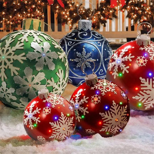 60cm Outdoor Christmas Inflatable Decorated Ball PVC Giant Big Large Balls Xmas Tree Decorations Toy Ball Without Light Ornament - SHOWLU FASHION STORE