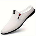 Men's breathable slip-on summer shoes, SHOWLU Men's Split Leather Mules, showcasing tan split leather with open back design.