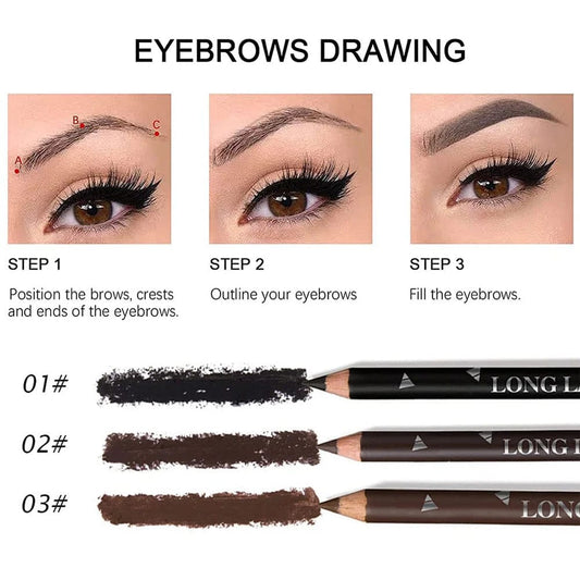 6/12Pcs Eye Brow Pencil Waterproof Professional Women Eye Makeup Pen Easy Color Natural Black Brown Cosmetic Beauty Eyebrow Tool - SHOWLU FASHION STORE