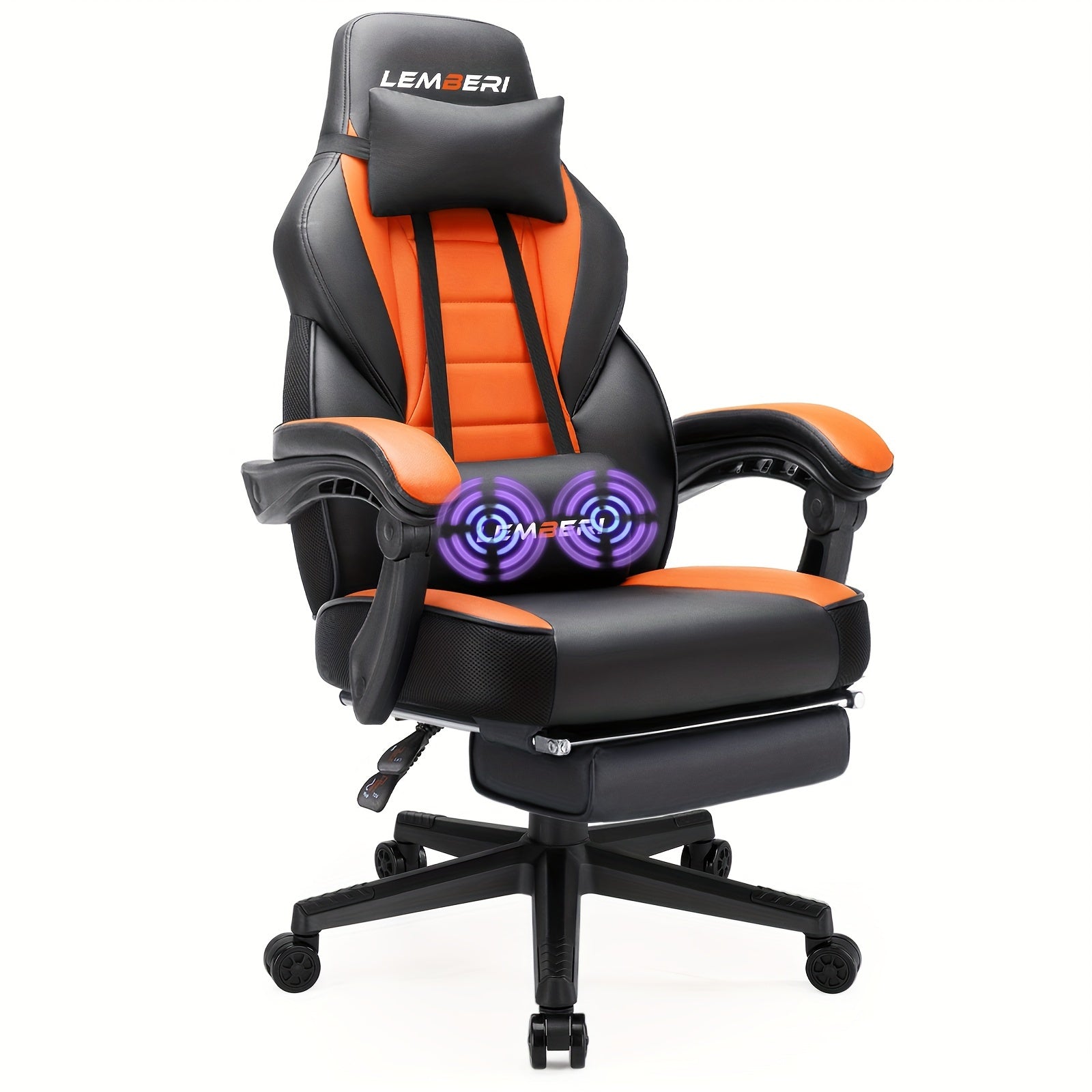 Big and tall SHOWLU FASHION STORE gaming chair with adjustable footrest, black upholstery, and sturdy 400lb capacity.